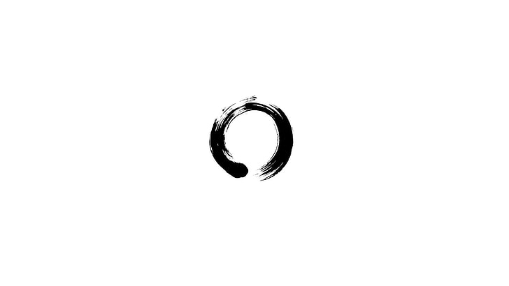 round black icon, zen, ensō, circle, minimalism, ouroboros, HD wallpaper