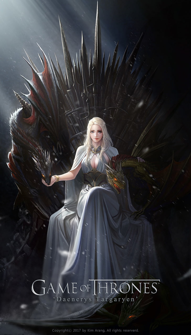 Game of Thrones Daenerys Targaryen carta da parati digitale, Game of Thrones, Daenerys Targaryen, drago, Sfondo HD, sfondo telefono