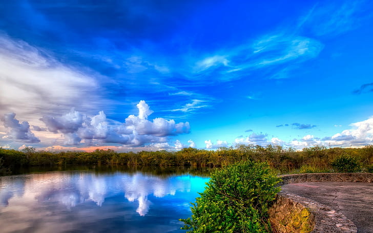 landscape, HDR, skyscape, lake, reflection, HD wallpaper