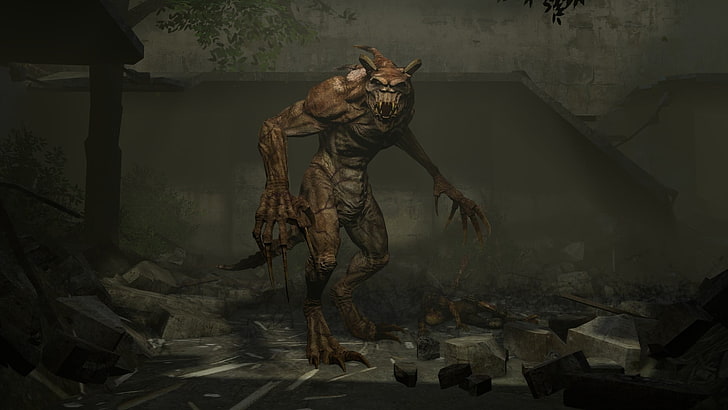 brun lycanthrope illustration, videospel, Fallout, Fallout: New Vegas, Deathclaw, HD tapet