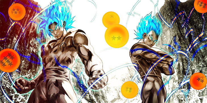 Vegeta and Goku illustration, Dragon Ball, Dragon Ball Super, Goku, SSGSS Goku, SSGSS Vegeta, Vegeta (Dragon Ball), HD wallpaper