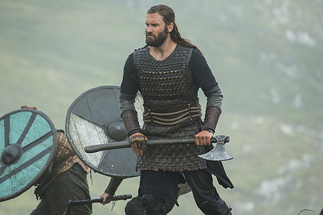 men's black long-sleeved shirt, the series, axe, Vikings, The Vikings, Clive Standen, Rollo, HD wallpaper HD wallpaper