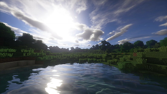 paysage, Minecraft, shaders, Fond d'écran HD HD wallpaper