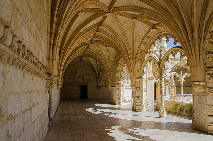 Portugal, architecture, the monastery, Lisbon, Jeronimos monastery, HD wallpaper