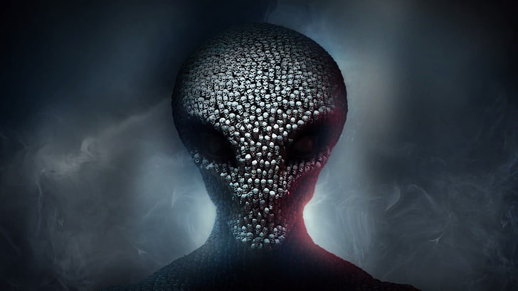 alien digital wallpaper, smoke, alien, skull, 2K Games, Firaxis, Xcom 2, HD wallpaper
