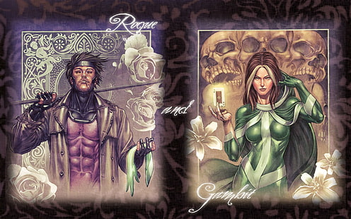 โปสเตอร์ Rogue และ Greenbit, X-Men, Gambit, Rogue (ตัวละคร), วอลล์เปเปอร์ HD HD wallpaper