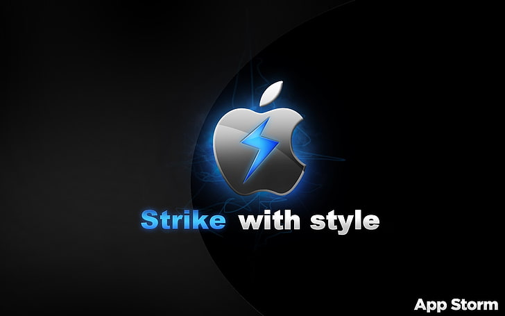 App storm, Apple, Mac, Blue, Black, Gray, Style, HD wallpaper