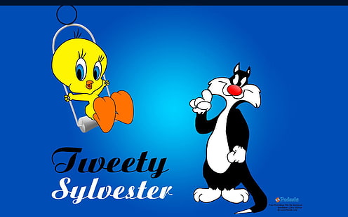 Lonnie Tounes Cartoon Tweety Bird & Sylvester Cat Swing Desktop Backgrounds Gratis nedladdning 1920 × 1200, HD tapet HD wallpaper