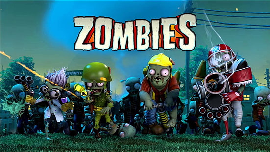 Videospiel, Pflanzen gegen Zombies: Garden Warfare, All-Star-Zombie, Ingenieur-Zombie (Pflanzen gegen Zombies), Fußsoldat-Zombie (Pflanzen gegen Zombies), Wissenschaftler-Zombie (Pflanzen gegen Zombies), HD-Hintergrundbild HD wallpaper