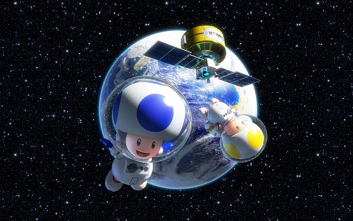 astronaute, Terre, Mario Kart 8, Nintendo, espace, Crapaud (personnage), jeux vidéo, Fond d'écran HD