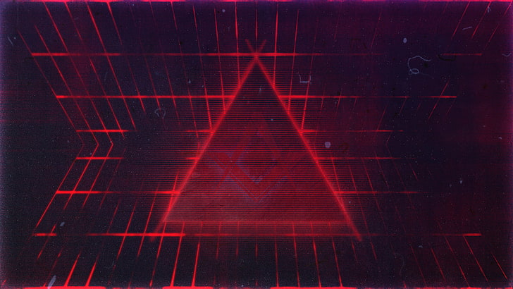 abstract, red, lines, geometry, digital art, triangle, HD wallpaper