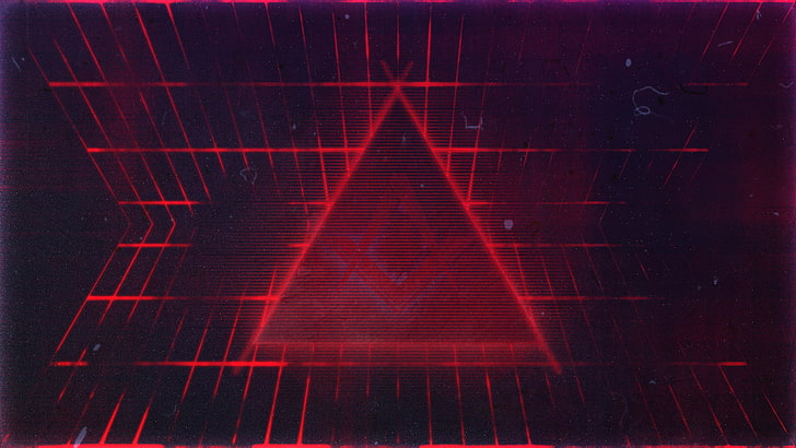 triangular red light illustration, abstract, triangle, lines, red, geometry, digital art, HD wallpaper