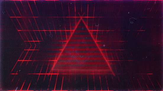 三角形の赤い光の図、抽象、三角形、線、赤、幾何学、デジタルアート、 HDデスクトップの壁紙 HD wallpaper