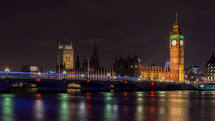 London, Nacht, städtisch, Lichter, Big Ben, Stadt, London, Nacht, städtisch, Lichter, Big Ben, Stadt, HD-Hintergrundbild