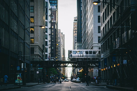 cityscape قطار شارع شيكاغو مترو مركبة المقالة القصيرة، خلفية HD HD wallpaper