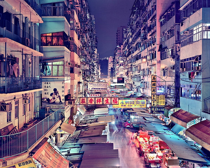 бяла бетонна сграда, Хонг Конг, град, Китай, Азия, архитектура, градски пейзаж, сграда, градска, HD тапет
