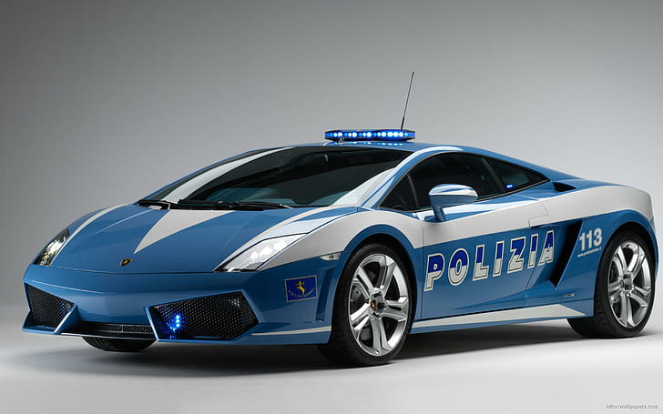 Widescreen Lamborghini Italian Police Car, blue white polizia lamborghini gallardo, widescreen, police, lamborghini, italian, cars, HD wallpaper