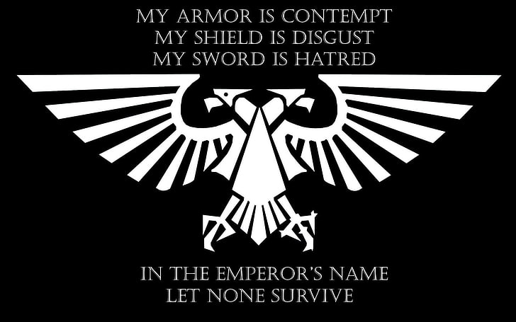 Warhammer, Warhammer 40.000, Imperium of Man, Imperial Aquila, citat, svartvitt, HD tapet