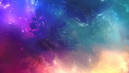 خلفية السحب متعددة الالوان ، الفضاء ، مجردة ، ملونة، خلفية HD HD wallpaper