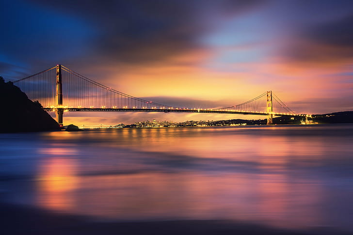 صورة الجسر الذهبي ، كل ما تريده ، الصورة ، الجسر الذهبي ، جسر كاليفورنيا ، جسر البوابة الذهبية ، كيربي ، كوف ، مقاطعة مارين ، مارين هيدلاندز ، سان فرانسيسكو ، الولايات المتحدة الأمريكية ، الولايات المتحدة الأمريكية ، شروق الشمس، خلفية HD