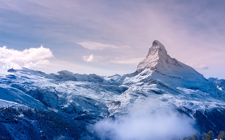 Tepe, Matterhorn, İsviçre, Dağlar, 4K, Sabah, Alpler, HD masaüstü duvar kağıdı