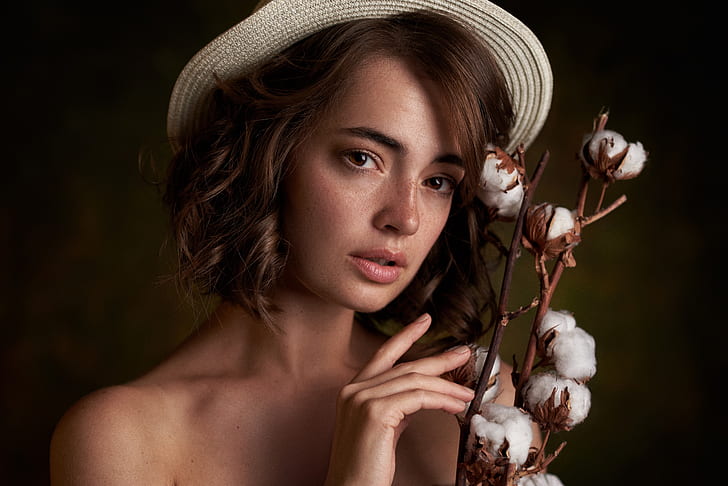 girl, hat, Lydia Samodurova, Maxim Fawn, HD wallpaper