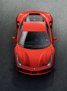 ferrari 488 gtb, top view, red, supercar, cars, Vehicle, HD wallpaper HD wallpaper