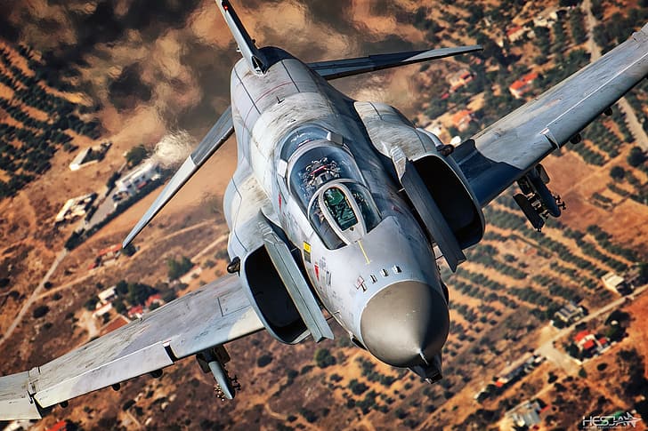 戦闘機、パイロット、F-4ファントムII、マクドネルダグラスF-4ファントムII、コックピット、ギリシャ空軍、ギリシャ空軍、ILS、マクドネルダグラスF-4E PI2000ファントムII、HESJA航空写真、 HDデスクトップの壁紙