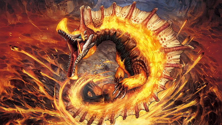 иллюстрация дракона, Охотник на Монстров, Агнактор, HD обои