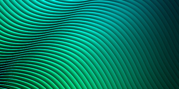 Ilustrasi gelombang ilusi hijau 2-nada, Waves, Lines, LG V30, Stock, HD, Wallpaper HD HD wallpaper