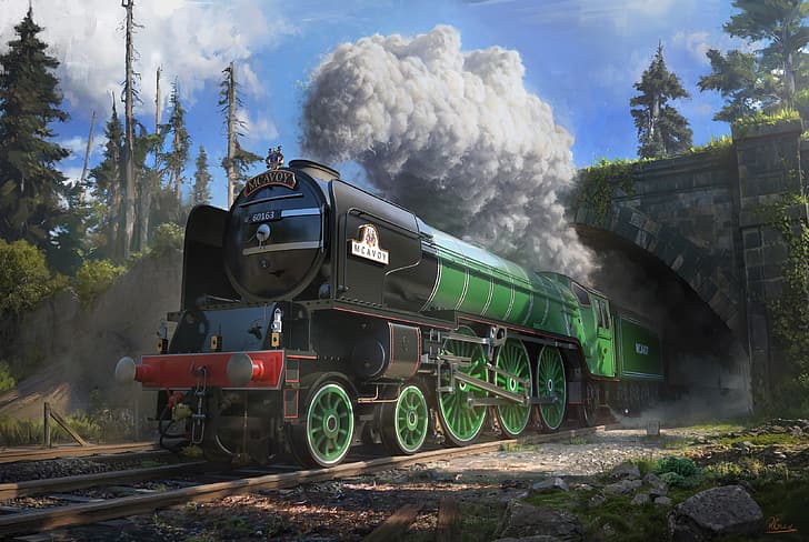 Rob Green, kereta api, kendaraan, lokomotif, lokomotif uap, Kereta Uap, Wallpaper HD