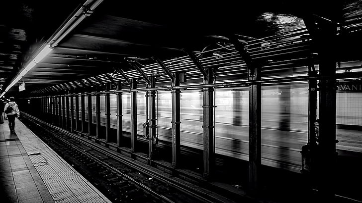 blur, motion, station, subway, train, underground, HD wallpaper