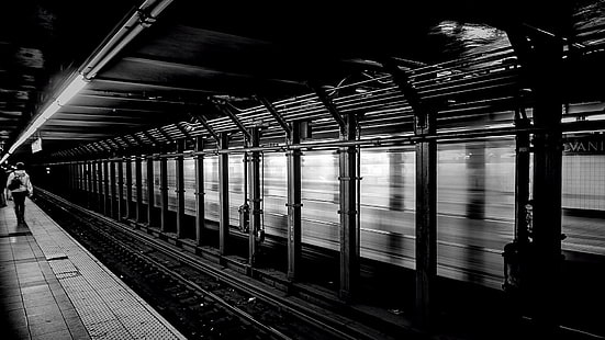 flou, mouvement, station, métro, train, souterrain, Fond d'écran HD HD wallpaper