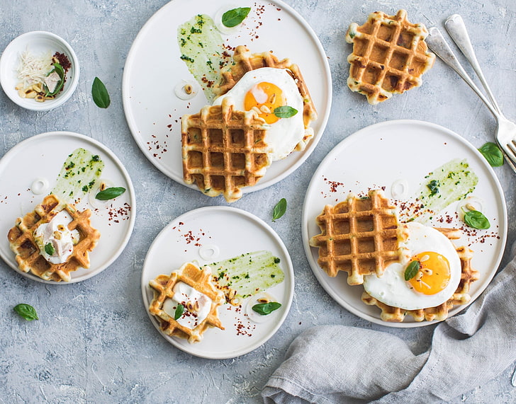 food, eggs, waffles, HD wallpaper