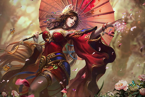 personaggio femminile Legends personaggio illustrazione, fantasy art, arte digitale, Sfondo HD HD wallpaper