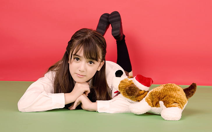 Cute Girl with Stuffed Animal, with, cute, girl, stuffed, animal, hot babes and girls, HD wallpaper