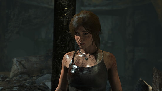 мужская черно-серая рубашка с круглым вырезом, Rise of the Tomb Raider, Tomb Raider, HD обои HD wallpaper