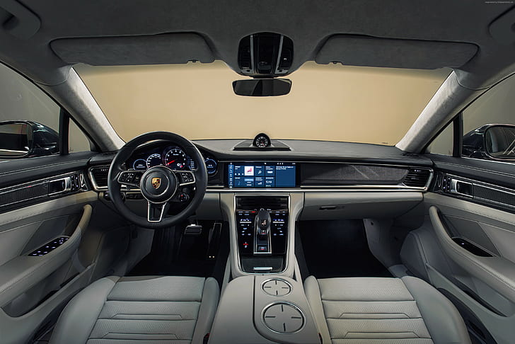 Porsche Panamera Turbo, wnętrze, sedan, Tapety HD