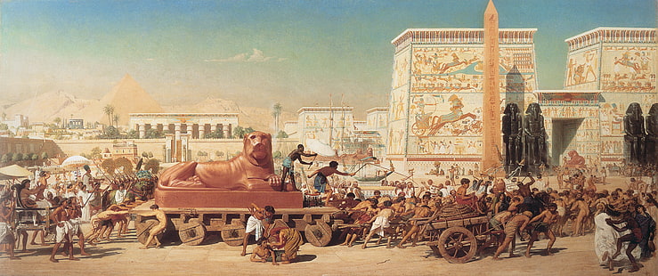дома фараонов и люди иллюстрация, картина, живопись, Эдвард Пойнтер, 1867, Израиль в Египте, HD обои HD wallpaper