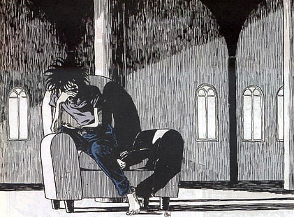 Ilustración de hombre sentado, Comics, The Sandman, Fondo de pantalla HD HD wallpaper