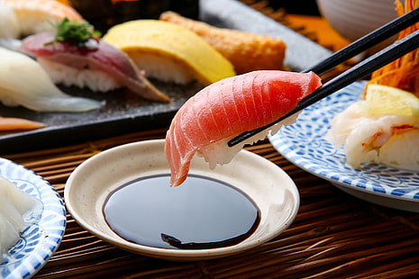 asiático, pescado, comida, japón, japonés, vida, comida, carne, oriental, mariscos, todavía, sushi, Fondo de pantalla HD HD wallpaper