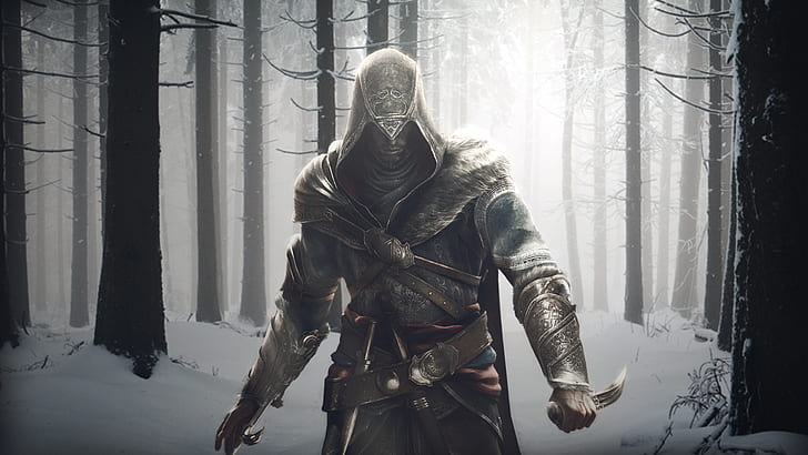 assassins creed, Hidden blades, snow, HD wallpaper