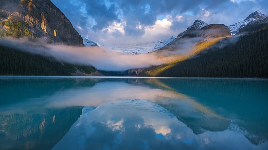 Taman Nasional Banff, Kanada, Kanada, refleksi, Alberta, gunung, awan, danau Louise, Taman Nasional Banff, Wallpaper HD HD wallpaper