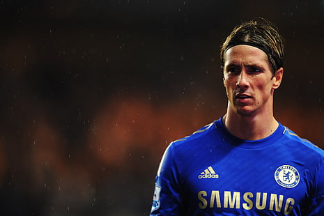 soccer player wearing adidas Samsung shirt, England, Sport, Rain, Football, Club, Chelsea, Fernando Torres, HD wallpaper HD wallpaper