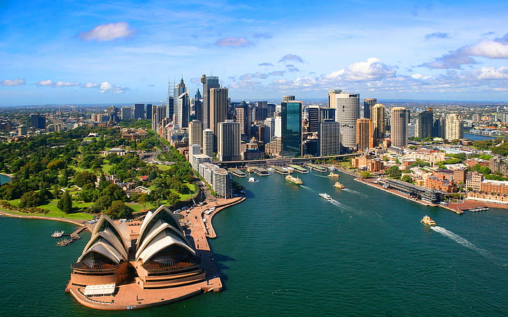 Сидни Австралия Circular Quay Skyline Downtown Opera House Wallpaper Hd за работен плот, HD тапет