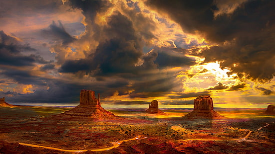 ภูมิทัศน์ธรรมชาติท้องฟ้าเมฆแอริโซนา Monument Valley, วอลล์เปเปอร์ HD HD wallpaper