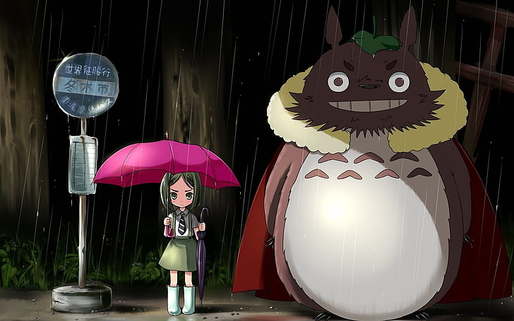 Regen Parodie Bushaltestelle mein Nachbar Totoro Kunstwerk Schirme Fatezero Waver Velvet Rider Fatezero Art Umbrella HD Kunst, Regen, Parodie, HD-Hintergrundbild