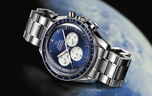 Montre chronographe Omega en argent avec bracelet à maillons, montre, OMEGA, speedmaster Professional, 1965-2005, Fond d'écran HD HD wallpaper