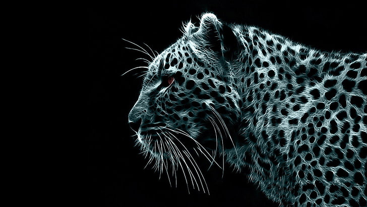 Agressive, Bispy, black, blue, cat, jaguar, HD wallpaper