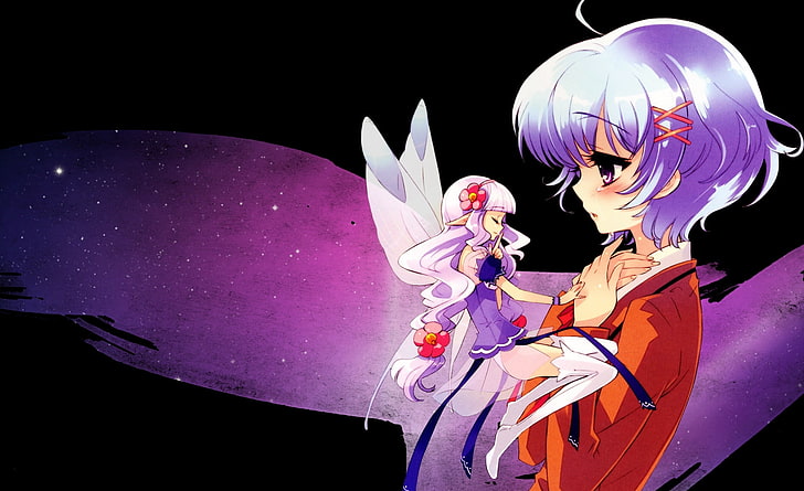 Manga Menangis Gadis, karakter anime wanita berambut ungu dan ilustrasi peri, Artistik, Anime, Wallpaper HD
